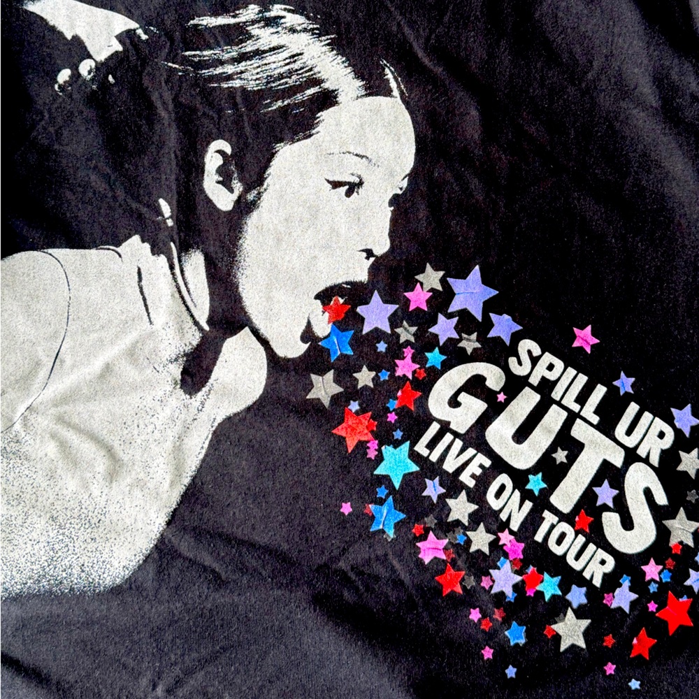 Black Graphic Tee with Star Design